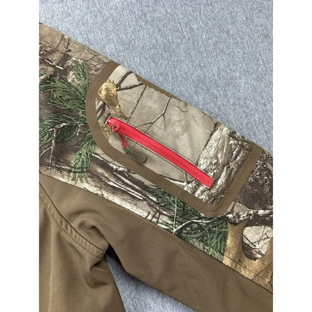 Realtree Xtra Hunting Jacket Mens XL Camo Red Brown Soft Shell Full Zip Coat‎